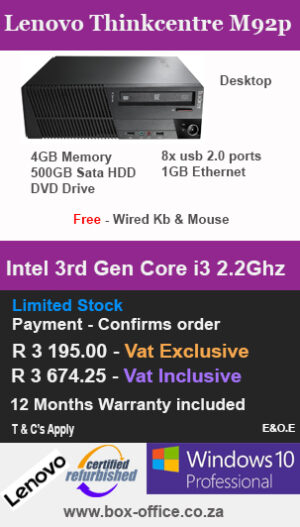Lenovo Thinkcentre M92p 3rd Gen i3 Desktop
